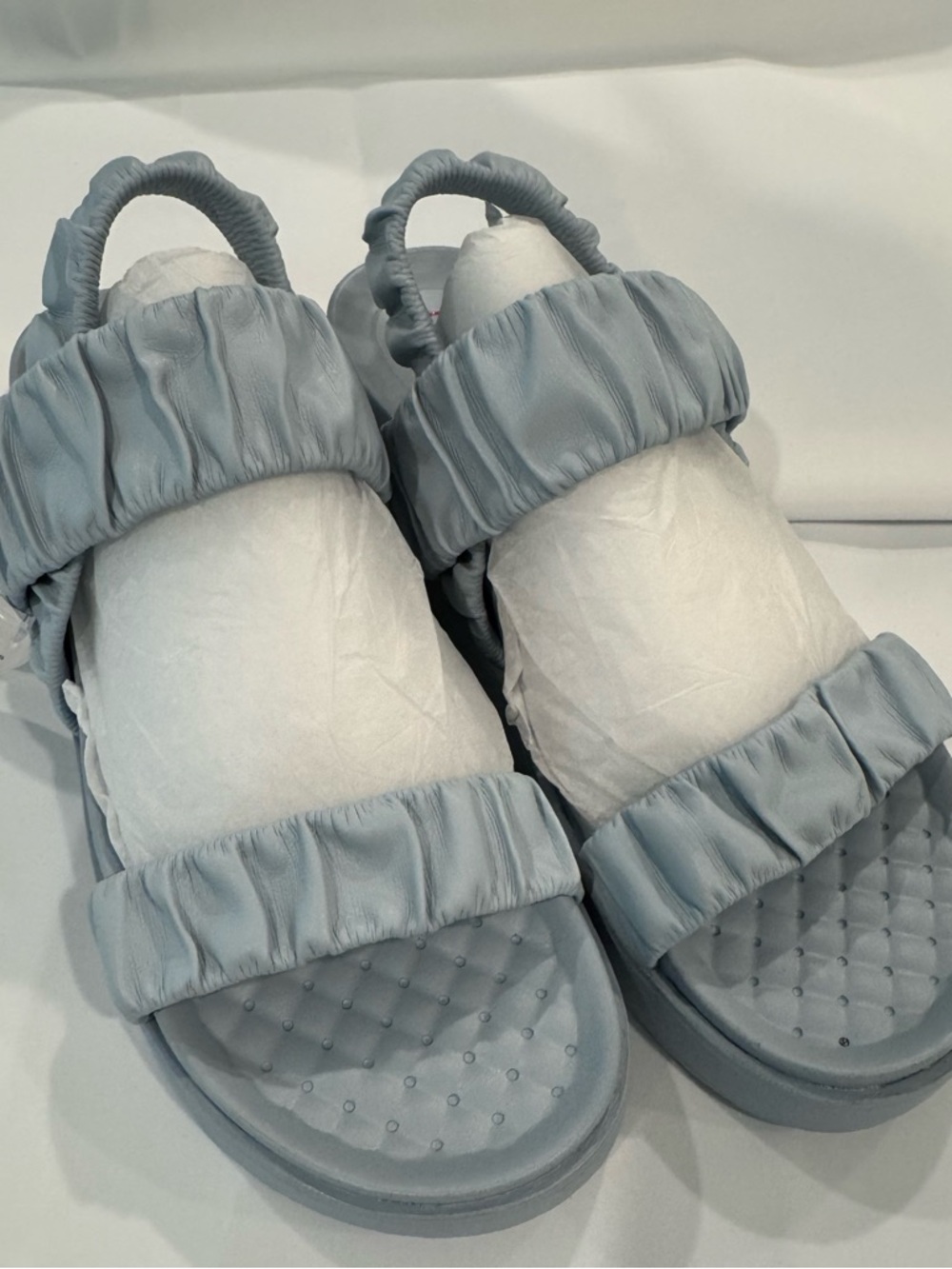 Blondo Light Blue Ruched Strap Slide